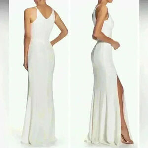 Dress the Population- NWT Iris Slit Crepe Gown / Size XS /Color Off - White